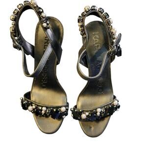 NEW Karl Lagerfeld Paris Women's Claude Ankle Strap Dressy Heeled Sandals size 6